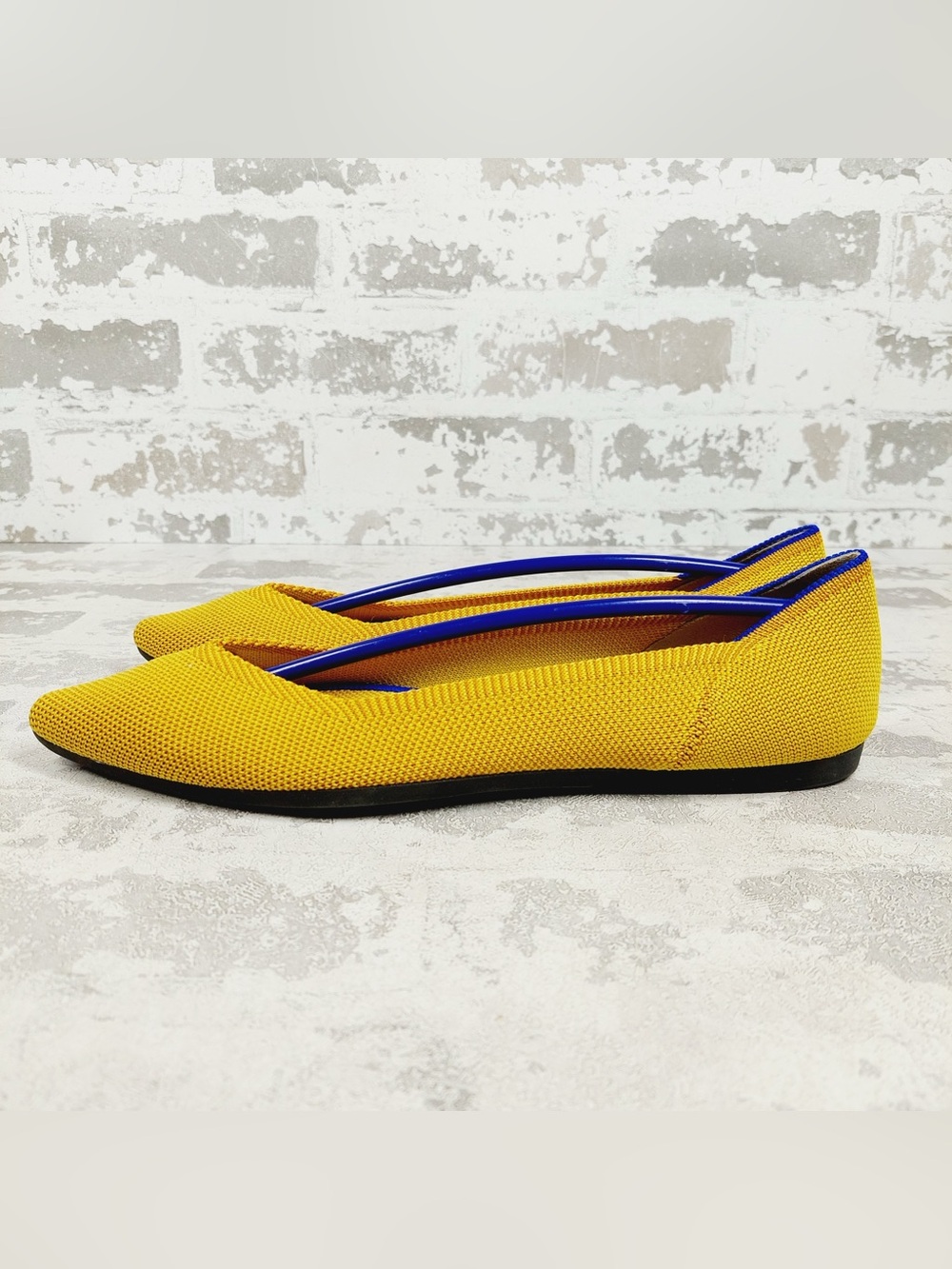 NEW Rothy's The Flat Yellow Knit Pointy Toe Slip On Comfy Loafers E969